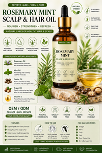 Traitement capillaire et huile nourrissante végétalienne à la menthe et au romarin pour le cuir chevelu, formule 2-en-1 adoucissante et rafraîchissante aux herbes - Product Image 3