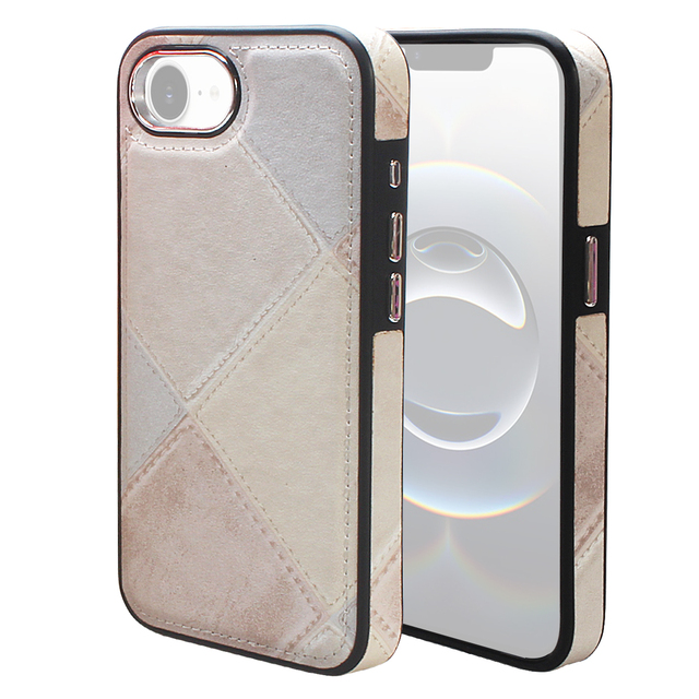 Premium Patchwork PU Ins Style Phone Case with Dual SIM Card Slot and Lens Protection for 16E 16 Pro Max Plus