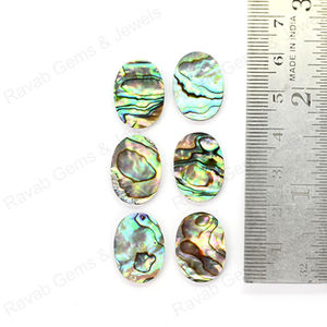 Pierre précieuse en nacre d'ormeau verte naturelle de haute qualité, 12x19 mm, forme ovale plate lisse, pierre précieuse en vrac, fabrication artisanale, or 18 carats, vente en gros de bijoux - Product Image 2