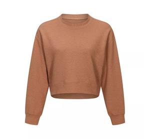 เสื้อสเวตเชิ้ตโอเวอร์ไซส์แบบสั่งทำพิเศษสำหรับผู้หญิง แขนปกติ คอกลมทรงหลวม บุผ้าโพลีเอสเตอร์/คอตตอน สำหรับฤดูหนาว สีพื้น 2 ชิ้น - Product Image 4