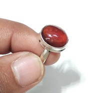 Anillo de Piedra Preciosa de Granate Hessonita Natural |   Joyería de Lujo Hecha a Mano en Plata de Ley 925 |   Anillo con Piedra Cabujón de Forma Ovalada Certificada