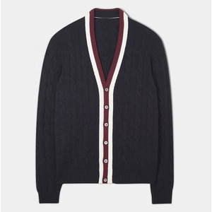 Pull en cachemire léger et tendance avec un motif en tricot, col en V, vêtements pour hommes, cardigan en tricot tendance pour hommes - Product Image 1