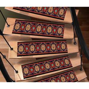 Alfombra geométrica con diseño de escalones, fácil de limpiar, alfombra estampada, diseño moderno, goblen - Product Image 5