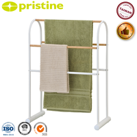 Porte-serviettes autoportant en acier noir à 4 barres, design moderne, chauffant et mobile, pour serviettes de bain, usage hôtelier et domestique, rangement