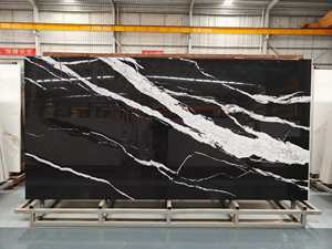 Black Knight, revêtement mural en pierre frittée moderne, <span class=keywords><strong>plan</strong></span> <span class=keywords><strong>de</strong></span> <span class=keywords><strong>travail</strong></span> <span class=keywords><strong>de</strong></span> <span class=keywords><strong>cuisine</strong></span> et hall paysager, grand format <span class=keywords><strong>de</strong></span> dalle - Product Image 5