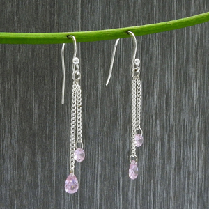 Meilleure vente nouveau Design 925 argent Sterling rose zircon cubique luxe boucles d'oreilles pour femme filles bijoux faits à la main inde - Product Image 2