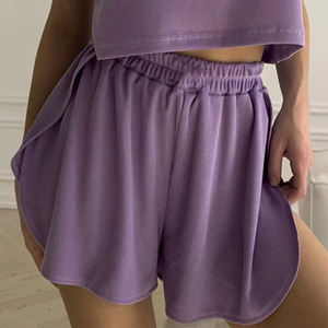 Design à la mode confort élégant haut court et ensemble court pour les femmes meilleur taux personnalisé taille élastique Shorts 2pc ensemble pour les femmes - Product Image 6