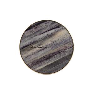 Tirador de cajón de latón con incrustaciones de hueso gris redondo, tirador de armario decorativo hecho a mano para cajones, armarios y muebles - Product Image 1