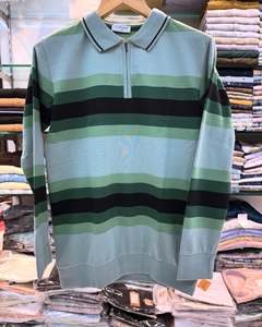 Sudadera de verano de manga corta de algodón 100% para hombre, jersey de gran tamaño con estampado de rayas, Tops cómodos transpirables, verano transpirable - Product Image 4