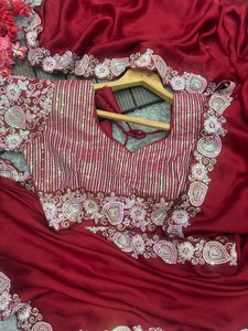 Most Selling Indian Bollywood Designer Ethnic Clothing & Accessories Heavy Silk Saree with Luxury Design From Indian Supplier - Product Image 3
