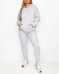 women tracksuits custom <b>blank</b> two piece sets heavy <b>weight</b> fleece hoodies set high waist sweatpants set casual warm activewear - Product Image 5