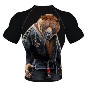 เสื้อแรชการ์ดแขนสั้นแบบกำหนดเองเสื้อแห้งเร็ว BJJ MMA NO GI สำหรับออกกำลังกายในยิม - Product Image 2