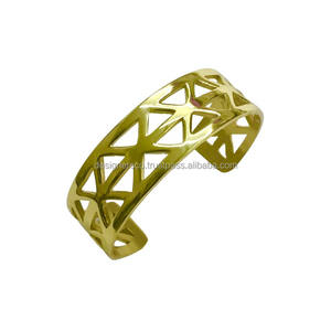 Handmade Brass Metal Gold Color Fashion Cuff <b>Bracelets</b> Cutout Bangle Jewelry Accessories Fashionable Silver <b>Copper</b> for Gifts - Product Image 3