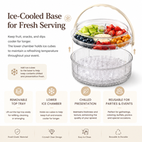 Plateau de service portable réfrigéré avec base à glace et couvercle pour fruits, collations et traiteur
