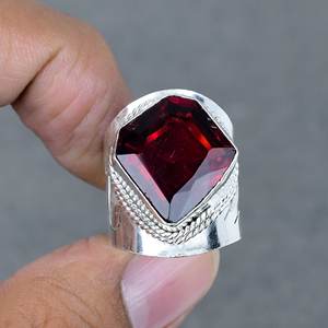 Nouvelle arrivée à la main solide 925 argent plaqué laiton réglage bague pour femme grenat rouge Hydro Quartz pour la fête de mariage - Product Image 2