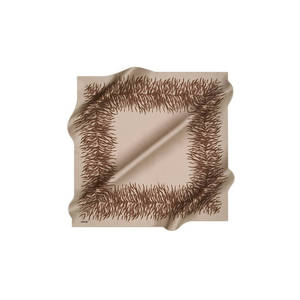 Beige Striped Silk <b>Square</b> <b>Scarf</b> with Bow Pattern - Product Image 1