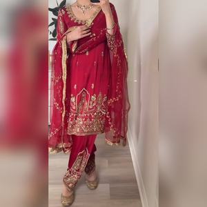 Precio al por mayor de salwar kameez m xxl, conjunto de 3 piezas de algodón con bordado a mano, para suministro de catálogo y tienda, ajuste moderno - Product Image 1