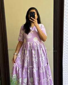 Robe une pièce en georgette imprimée en coton de créateur pour femmes Salwar en soie à manches fantaisie de style indien pour les fêtes de mariage pour adultes - Product Image 2