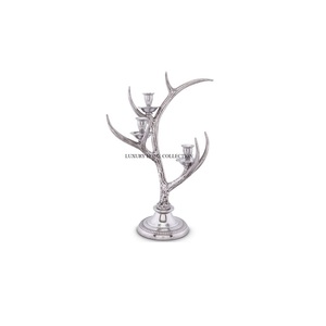 Aluminum <b>Silver</b> Ware Antler Designer Candle Holder Superior Quality Home Decorative Indoor Lights Candle Holder Wholesale Table - Product Image 1