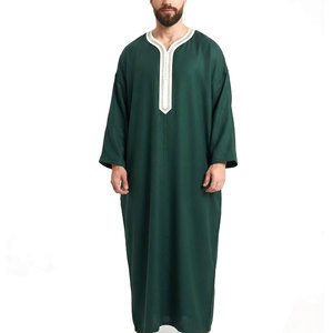 Nueva Jubba Marroquí para Hombre, Algodón, Casual, Elegante, Ropa Islámica Tradicional, Ajuste Cómodo, Detalles Sencillos, Estilo Moderno, Primavera - Product Image 1
