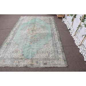 Alfombra Turca Vintage Grande de 5,5x8,9 pies, Alfombra Azul de Patchwork de Lana - Product Image 1