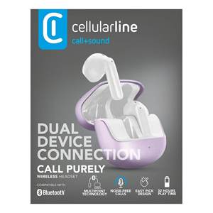 Audífonos BTPURETWSV 0969406 Blancos y Morados, Auriculares TWS con Bluetooth, Micrófono y Cancelación de Ruido - Product Image 2