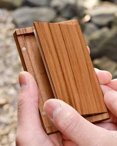 กล่องไม้วอลนัทแบบบางกล่องไม้สีดำสไตล์วินเทจหรูหราที่เก็บของได้เองสำหรับเป็นของขวัญ - Product Image 3