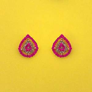 Kriaa หินออสเตรียสีชมพูทันสมัยต่างหูชุบทองเพทายไข่มุกเพชรดีไซน์ห่วงน่ารักสำหรับ Parties-1313839J ทางศาสนา - Product Image 1