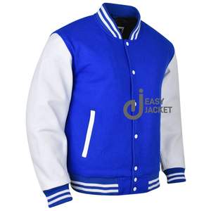 Vestes pour hommes respirantes OEM avec broderie en chenille et manches en cuir Vestes universitaires personnalisées à la mode - Product Image 6