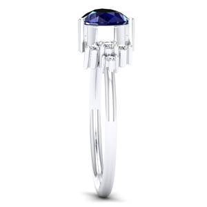 แหวนเพชรโมอิสซาไนต์ทองคำแท้ 14K ดีไซน์พิเศษจาก REYES ปรับแต่งได้ พร้อมพลอยไพลินสีน้ำเงิน เครื่องประดับชั้นดีสำหรับผู้หญิง - Product Image 3