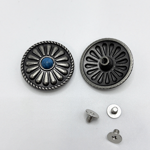 <span class=keywords><strong>Bottoni</strong></span> in lega turchese pressofusa con segno floreale in metallo per Conchos in stile Denim - Product Image 4
