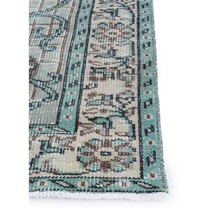 Alfombra de Lana Azul Vintage Anudada a Mano para el Hogar - Para Sala de Estar, Pasillo, Entrada, Dormitorio de Adolescentes, Diseño de Medallón Rectangular Abstracto - Product Image 4