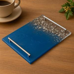 Bandeja de resina hecha a mano de lujo Idea de regalo para inauguración de la casa y eventos de boda Bandeja de Arte de resina colorida a precio asequible - Product Image 3