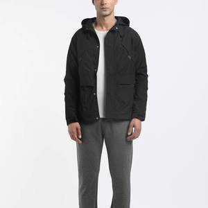 Chaqueta anorak de manga larga con capucha y cremallera para hombre, chaqueta cortavientos de nailon interno con cordón adjunto para hombre - Product Image 3