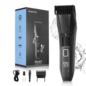 Tondeuse à barbe sans fil réglable sur 20 longueurs pour hommes, étanche, avec lame en T en acier inoxydable, tondeuse à poils du visage, alimentation par batterie USB - Product Image 1