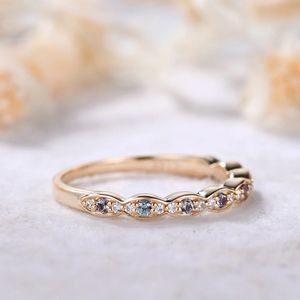 แหวนทองแต่งงาน18kt หรูหราดีไซน์ใหม่หรูหราอะเล็กซานไดรต์สีทองแท้แหวนประดับเพชรแท้ - Product Image 3