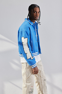 OEM Custom Cropped Letterman Varsity <b>Baseball</b> <b>Jacket</b> <b>Men</b> Winter <b>Jacket</b> Embroidered Letters Made High Quality Fabric Manufacturer - Product Image 4