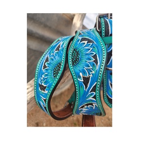 Collar de perro de cuero de vaca de estilo occidental con diseño floral pintado a mano colorido, fabricante indio superior personalizado - Product Image 1