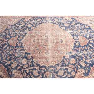 Alfombra Turca Vintage de 5.8x9.4 pies, Alfombra de Lana Azul Sólida - Product Image 4