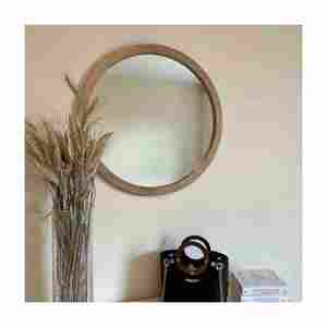 Design et artisanat miroir esthétique décor de chambre d'hôtes cadre en bois rond fabricant et exportateur de l'Inde de haute qualité - Product Image 4