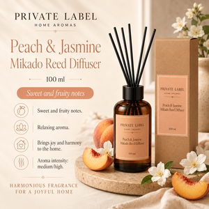 Private Label Peach & Jasmine <b>Reed</b> <b>Diffuser</b> 100ml OEM | Mikado Home Fragrance | Spain EU - Product Image 2