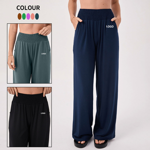 Pantalons de sport d'hiver pour femmes, pantalons de yoga réguliers, taille élastique, jambes larges, deux poches, devant plat, style harem, vêtements de sport - Product Image 6
