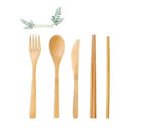 Juego de cubiertos de bambú sin residuos | Utensilios de viaje portátiles, pajita y bolsa reutilizables | Regalo ecológico - Product Image 1