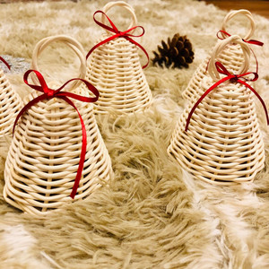 Décoration suspendue de noël de vacances commerciales, ornements de cloche de noël, décorations de cloches en rotin pour l'intérieur de la maison - Product Image 4