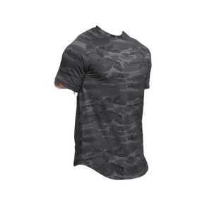 T-shirt d'entraînement de gymnastique en polyester imprimé camouflage pour hommes T-shirt de yoga à séchage rapide Active Tops - Product Image 4