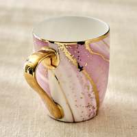 Belle tasse à café en céramique de différentes couleurs traditionnelles avec bord doré et poignée | Verres pour la maison, le restaurant, l'hôtel et les cadeaux
