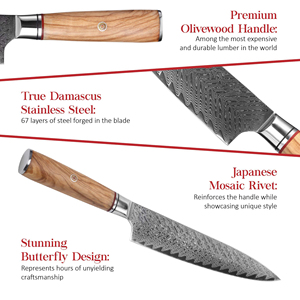 Venta al por mayor personalizado de alta calidad OEM ODM servicio gran oferta lujo Damasco acero cuchillo japonés cocina Chef cuchillos hoja fija - Product Image 2