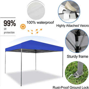 <b>Heavy</b>-<b>Duty</b> Portable Folding <b>Gazebo</b> Powder Coated Outdoor Canopy Tent with Storage Bag for Events Garden Fishing - Product Image 6