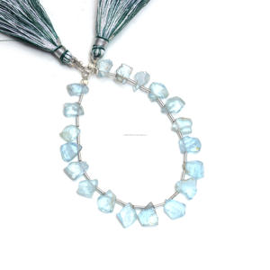 High Quality Moss Aqua Smooth Slice Shape Gemstone Beads 8 Inch 8X10 MM Strand For Used In Jewelry <b>Bracelet</b> Making - Product Image 2