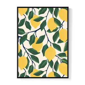 Ilustración de hogar y jardín, impresión artística con marco de limón